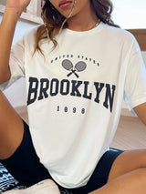 Letter Graphic Drop Shoulder Tee Graphic Tees Women Tops