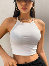 Solid Color Halter Top Going Out Tops Tank Tops