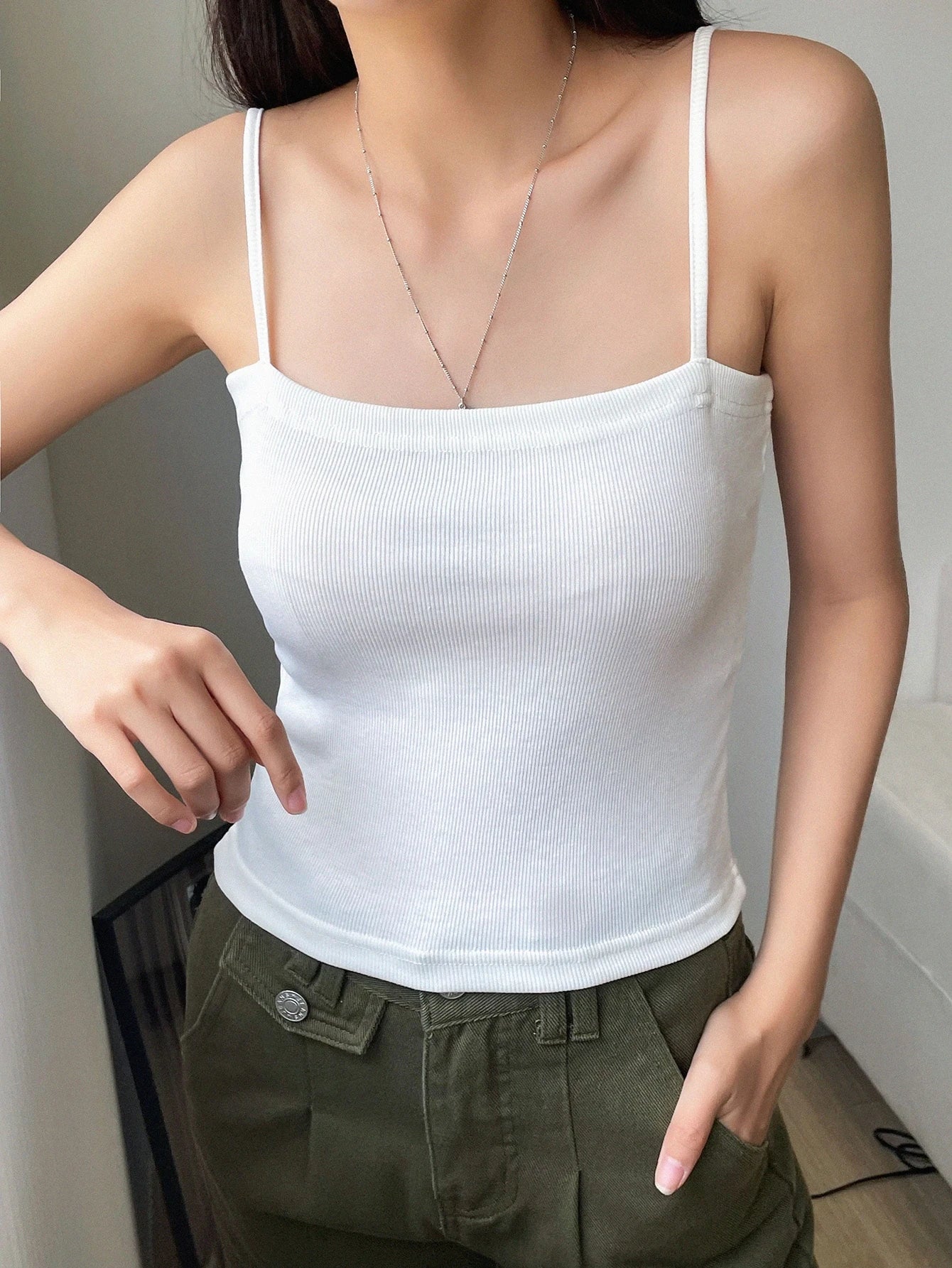 Solid Rib Knit Cami Top Summer