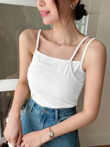 Plain Color Casual Versatile Asymmetrical Camisole