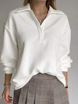 Solid Color Drop Shoulder Long Sleeve Loose Casual Sweatshirt