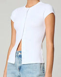 Ribbed Knit Cardigan - Stylish Solid Color T-Shirt with Full-Button Front and Ribbed Detailing, Perfect for Casual Wear