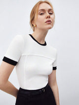 Contrast Trim Round Neck Short Sleeve T-Shirt