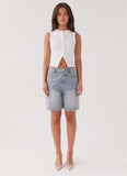 Rib-Knit Open Front Button Sleeveless Cropped Camisole Top