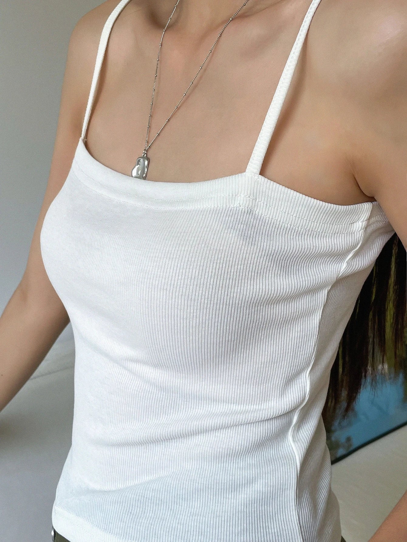 Solid Rib Knit Cami Top Summer