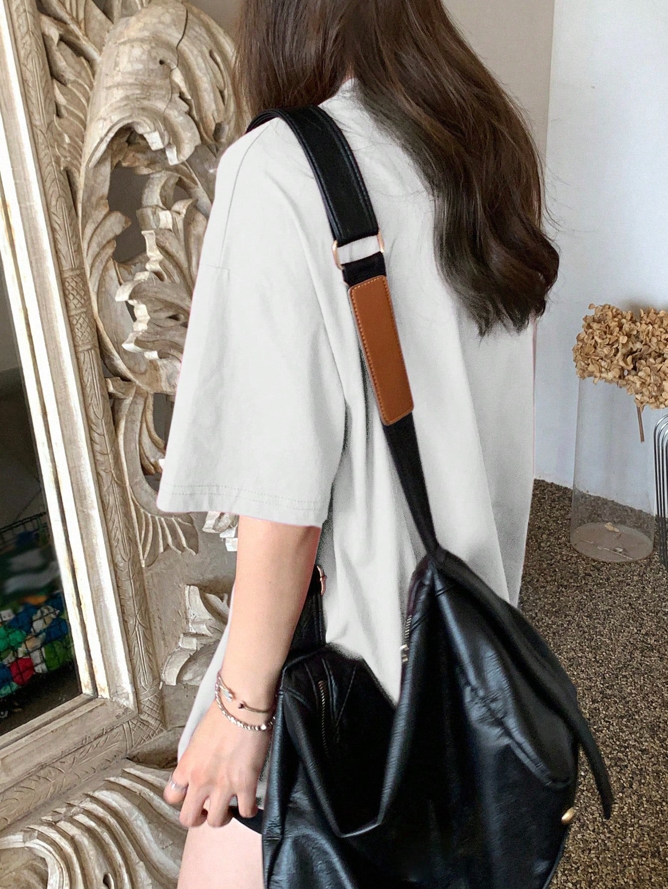 Drop Shoulder Fit Slogan Printed T-Shirt Summer Oversized T-Shirt