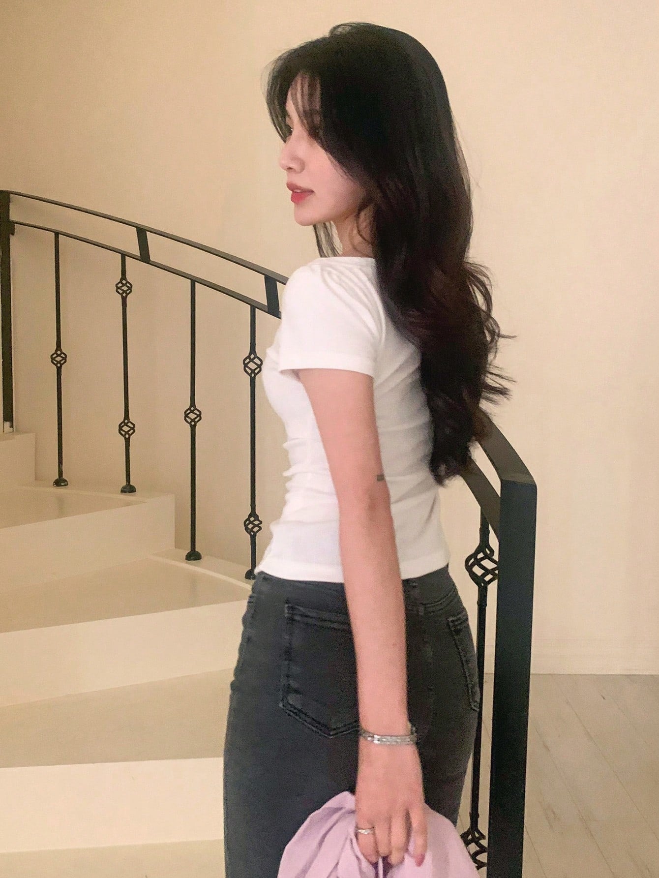 Solid Color Short Sleeve Ruched Side Split Bodycon Waist T-Shirt