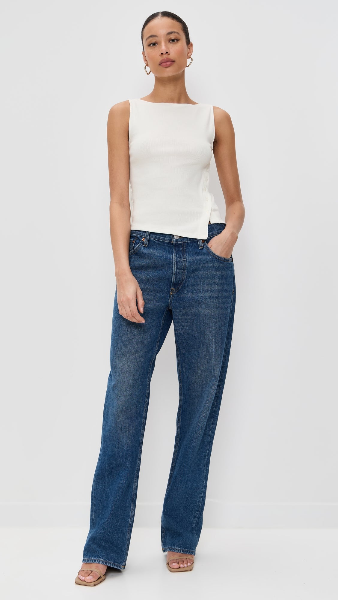 Sleeveless Button Knit Tank Top