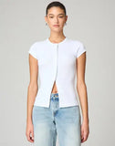 Ribbed Knit Cardigan - Stylish Solid Color T-Shirt with Full-Button Front and Ribbed Detailing, Perfect for Casual Wear