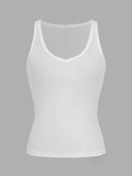 Casual Versatile Solid Color Knit Sports Tank Top