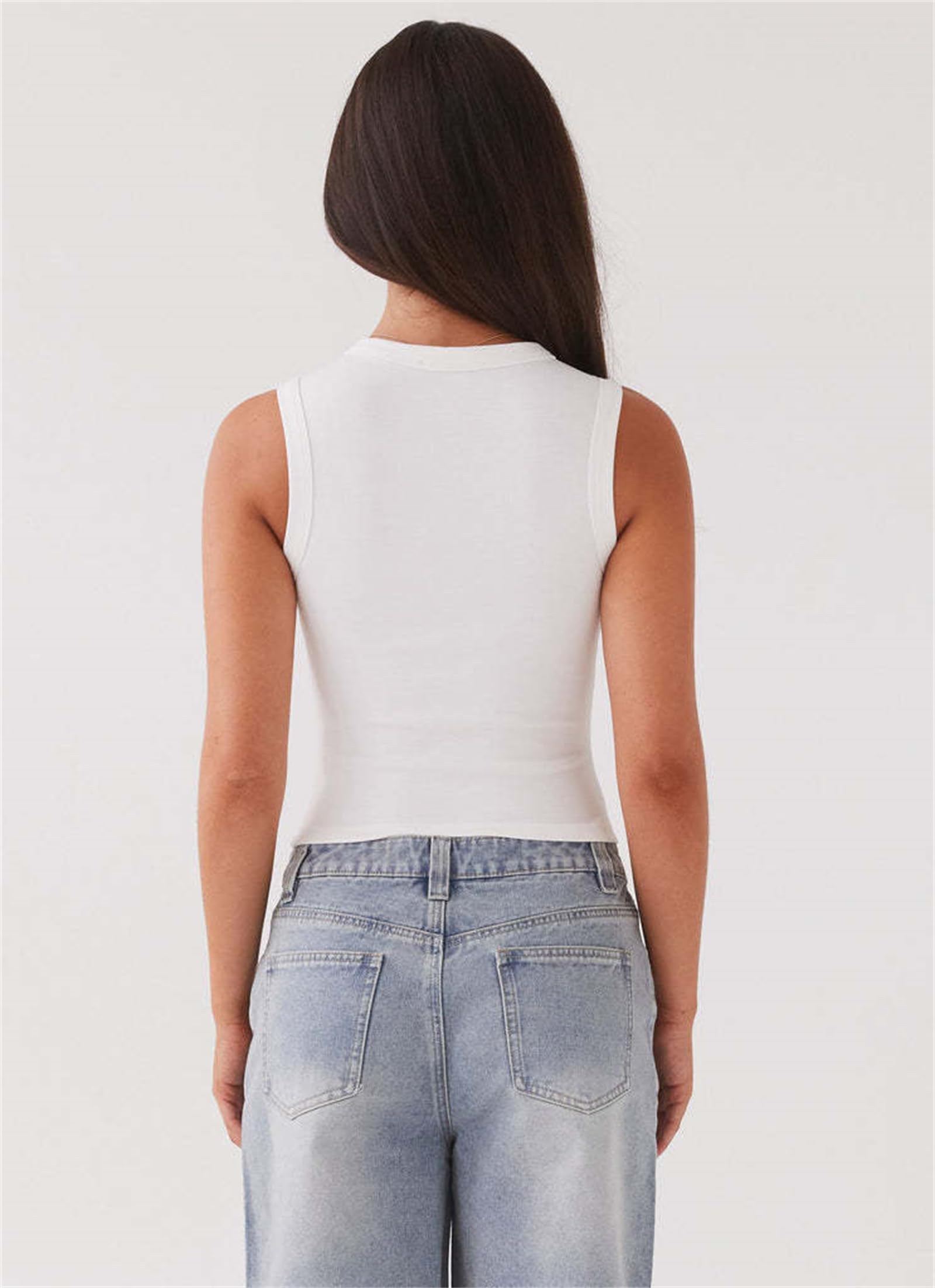 Rib-Knit Open Front Button Sleeveless Cropped Camisole Top