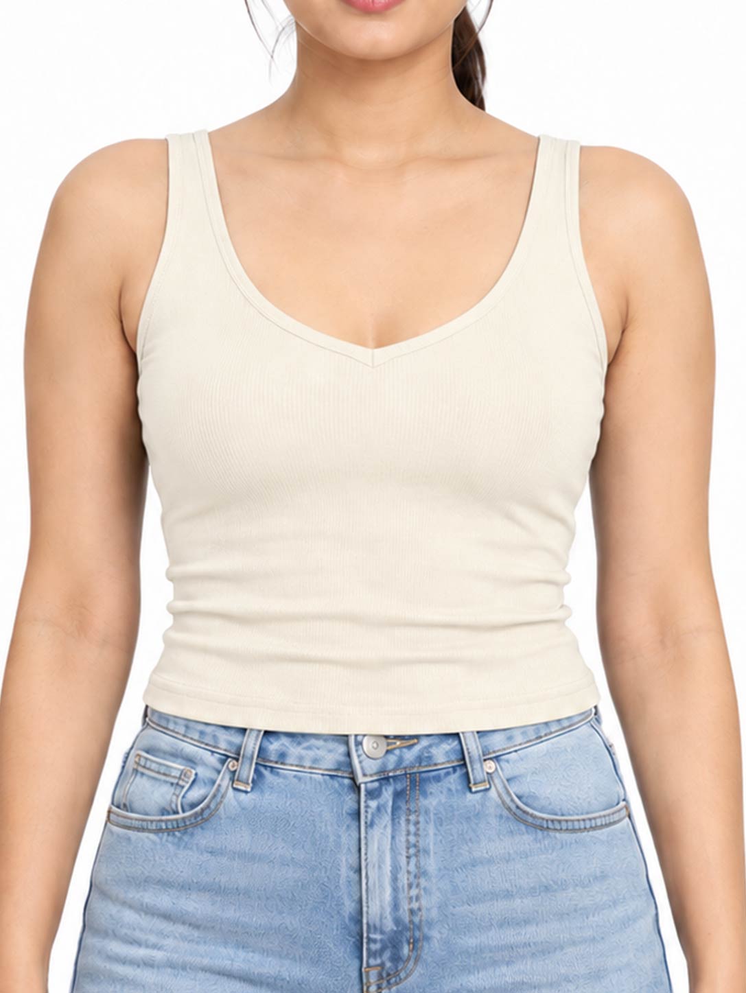 Women's Sweetheart-Neck Ribbed Wide-Strap Tank Top