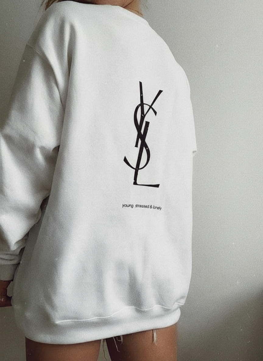 Letter Graphic Thermal Sweatshirt with Letter Print Yves Saint Laurent Long-Sleeve Top