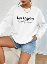 Letter Graphic Thermal Sweatshirt with Letter Print LOS ANGLELES Slimming Long-Sleeve Top
