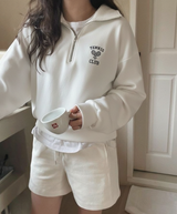 Half Zip Drop Shoulder "TENNIS CLUB" Letter Print Oversized Sweatshirt, Long Sleeve