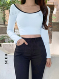 Women's Contrast Trim Short Cropped T-shirt
