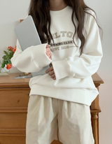 Letter Graphic Thermal Lined Sweatshirt Chilton Running Club Long Sleeve Tops Graduation